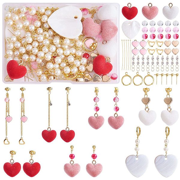 

PandaHall DIY Heart Drop Earring Making Kit, Including Shell & Brass Enamel & Acrylic & 201 Stainless Steel Charms, Glass & Plastic Heart...