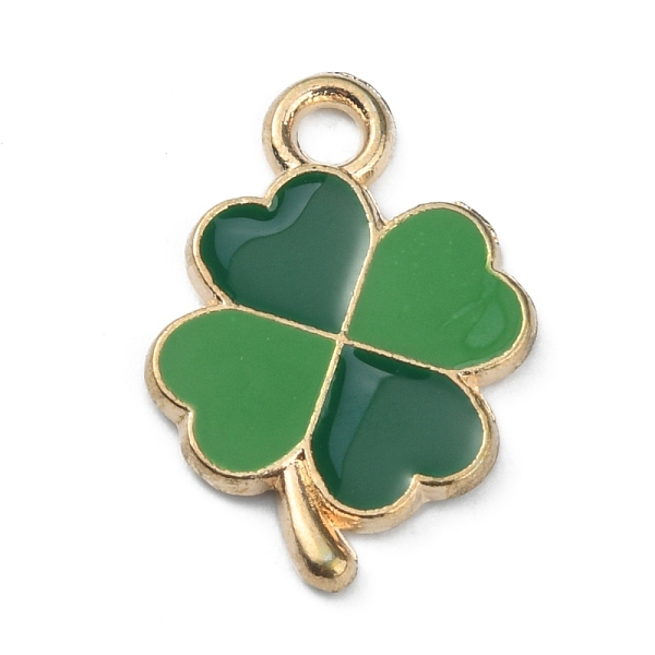

PandaHall Alloy Enamel Pendants, Golden, Clover, Green, 18x12x1.3mm, Hole: 1.8mm Alloy+Enamel Clover Green