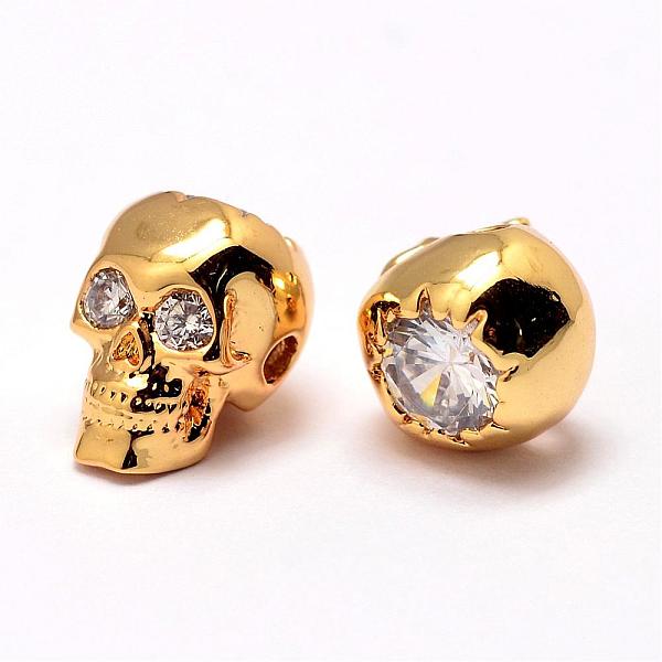 

PandaHall Brass Beads, Micro Pave Grade AAA Cubic Zirconia, Skull, Cadmium Free & Nickel Free & Lead Free, Real 18K Gold Plated, 12.5x9x10mm...