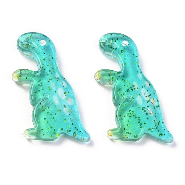 

PandaHall Acrylic Pendants, Glitter Powder, Gradient Color, Dinosaur, Turquoise, 29x16x3.5mm, Hole: 1.5mm Acrylic Dinosaur Green