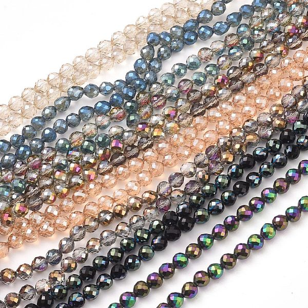 

PandaHall Electroplate Glass Beads Strands, Faceted, Round, Mixed Color, 6mm, Hole: 1.2mm, about 78pcs/strand, 18.9 inch(48cm) Glass Round..., Multicolor