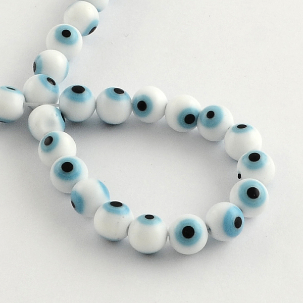 

PandaHall Round Handmade Evil Eye Lampwork Beads, Cadet Blue, 10mm, Hole: 1mm, about 38pcs/strand, 14.1 inch Lampwork Evil Eye Blue