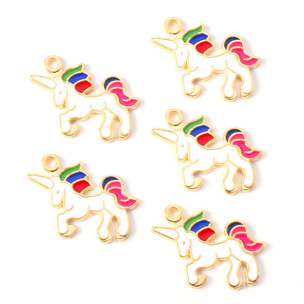 

PandaHall Alloy Enamel Pendants, Light Gold, Cadmium Free & Lead Free, Unicorn, Deep Pink, 20x22x1mm, Hole: 1.8mm Alloy+Enamel Unicorn