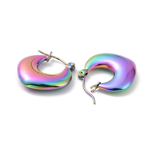 Ионное покрытие (ip) цвет радуги 304 серьги-кольца из нержавеющей стали с массивными ромбами для женщин