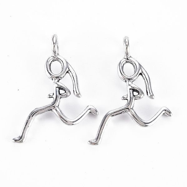 

PandaHall Tibetan Style Alloy Pendants, Runner/Running Pendants, Cadmium Free & Lead Free, Antique Silver, 33x24x6mm, Hole: 4mm Alloy Human