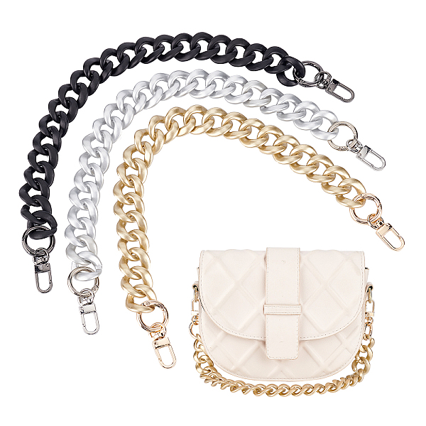 PandaHall SUPERFINDINGS 3 Colors Purse Chain Handle 16.26 inch Handbag Strap Spray Painted CCB Plastic Bag Handles Crossbody Shoulder Handle...