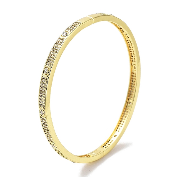 

PandaHall Brass Micro Pave Clear Cubic Zirconia Hinged Bangles for Women, Real 18K Gold Plated, Inner Diameter: 2-1/4 inch(5.8cm), 4.5mm...