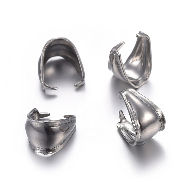 

PandaHall 304 Stainless Steel Snap on Bails, Stainless Steel Color, 9.5x9x6.5mm, Pin: 1mm 304 Stainless Steel