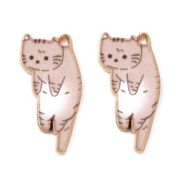 

PandaHall Alloy Enamel Pendants, Golden, Cat, Dark Salmon, 25x13x1mm, Hole: 1.4mm Alloy+Enamel Cat Shape