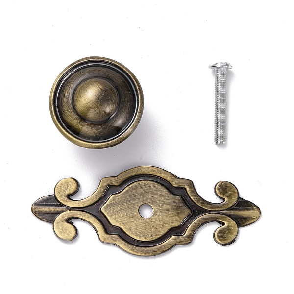 PandaHall Vintage Alloy Cabinet Door Knobs, Kitchen Drawer Pulls Cabinet Handles, with Iron Screws, Antique Bronze, 74x29x2mm Alloy
