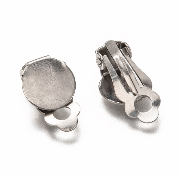

PandaHall 304 Stainless Steel Clip-on Earring Findings, with Round Flat Pad, For Non-pierced Ears, Stainless Steel Color, 18x10x6.5mm, Tray...