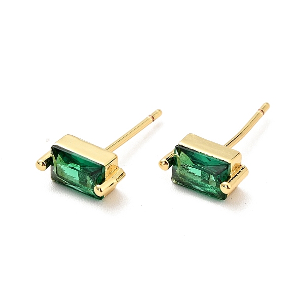 

PandaHall Green Cubic Zirconia Rectangle Stud Earrings, Brass Jewelry for Women, Cadmium Free & Nickel Free & Lead Free, Real 18K Gold...