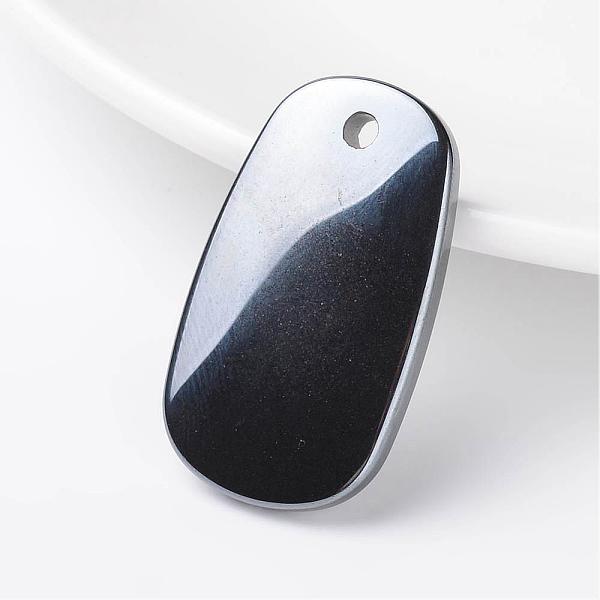 

PandaHall Non-Magnetic Synthetic Hematite Pendants, Oval, 39x22x6mm, Hole: 3mm Non-magnetic Hematite Oval