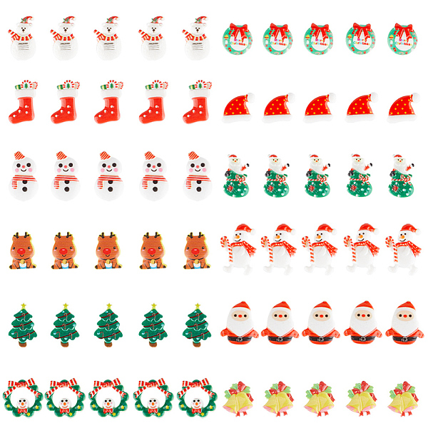 

PandaHall GORGECRAFT 60Pcs Mini Resin Christmas Ornaments 12 Styles Flatback Beads Mini Xmas Embellishments Santa Snowman Tree Bell Sock..., Multicolor