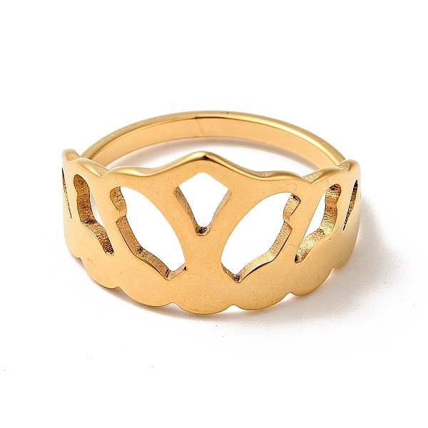 

PandaHall Ion Plating(IP) 201 Stainless Steel Crown Thick Finger Ring for Women, Golden, US Size 6 1/4(16.7mm) 201 Stainless Steel