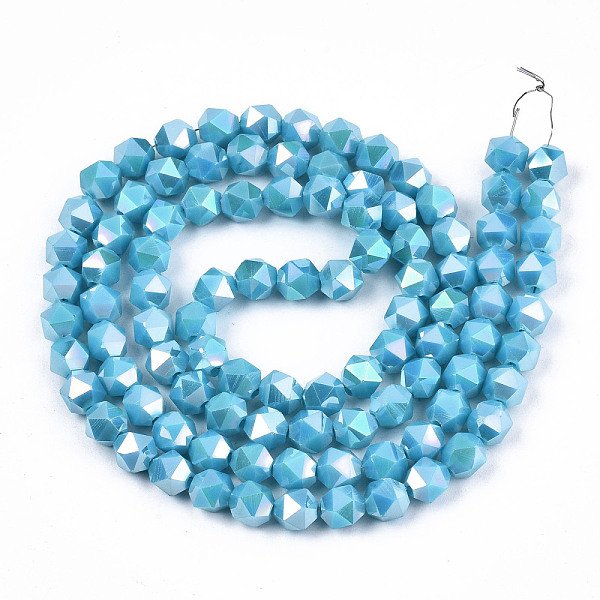

PandaHall Electroplate Opaque Glass Beads Strands, AB Color Plated, Faceted, Round, Deep Sky Blue, 5.5x5.5x5.5mm, Hole: 1mm, about...