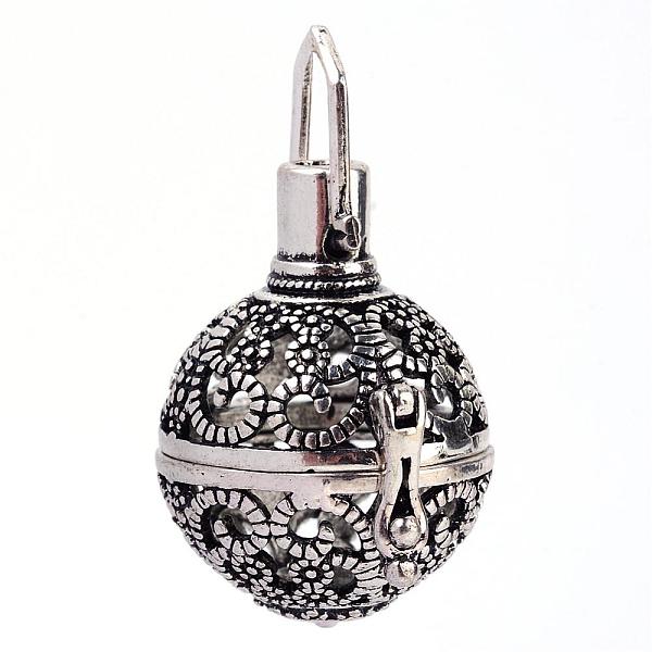 

PandaHall Rack Plating Brass Cage Pendants, For Chime Ball Pendant Necklaces Making, Hollow Round, Antique Silver, 31x24x20mm, Hole: 6x6mm...