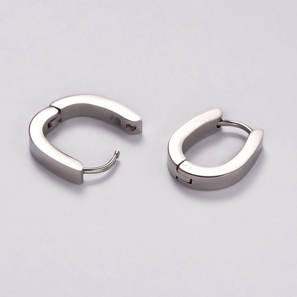 

PandaHall 304 Stainless Steel Huggie Hoop Earrings, Hypoallergenic Earrings, Oval, , Stainless Steel Color, 16x13x3mm, Pin: 1mm 304...