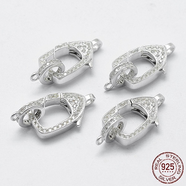 

PandaHall Rhodium Plated 925 Sterling Silver Cubic Zirconia Lobster Claw Clasps, with 925 Stamp, Rectangle, Platinum, 25x12x3mm, Hole: 1mm...