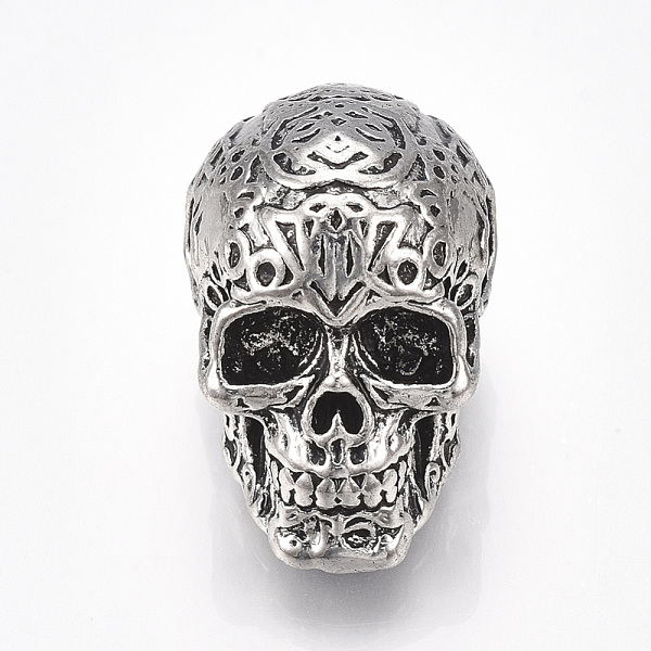 

PandaHall Tibetan Style Alloy Beads, Skull, Antique Silver, 37x23x25mm, Hole: 7.5mm Alloy Skull