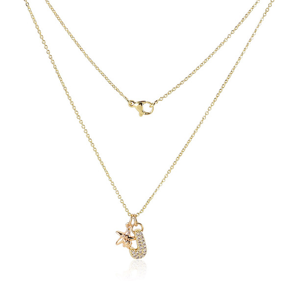 Colliers pendentifs en laiton sertis de micro-pavés de zirconiums cubiques transparents et de strass