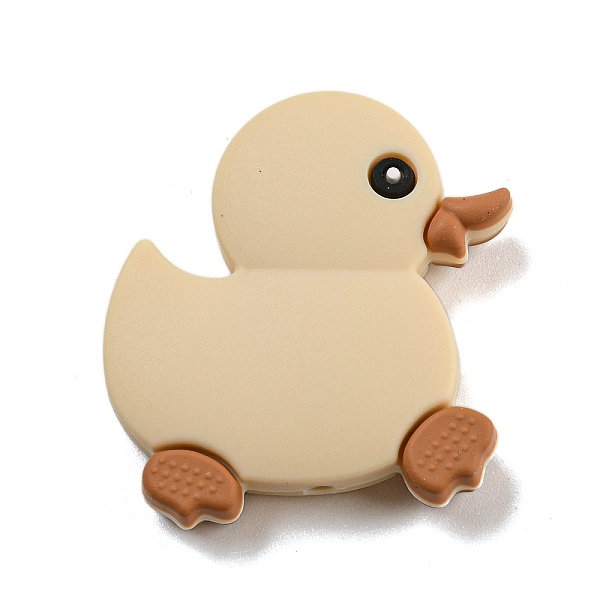 

PandaHall Silicone Focal Beads, Silicone Teething Beads, Baby Toy, Duck, Tan, 31x29x8mm, Hole: 2mm Silicone Duck Orange