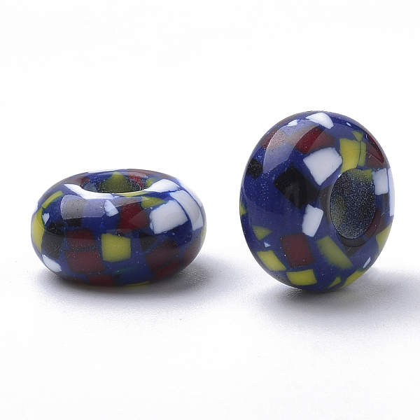 

PandaHall Resin Beads, Large Hole Beads, Rondelle, Blue, 14x7.5~8mm, Hole: 5.5mm Resin Rondelle Blue
