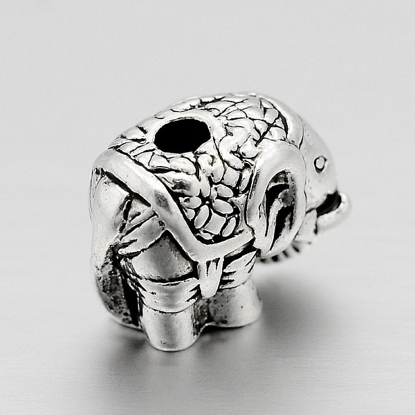 

PandaHall Tibetan Style Alloy Elephant Beads, Antique Silver, 10x12x8mm, Hole: 2mm Alloy Elephant