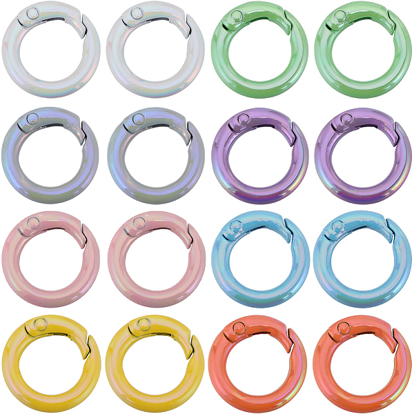 

PandaHall SUNNYCLUE 1 Box 16Pcs Spring Clasps Ring Spring Gate Ring Spring Clasps Purse O Ring Metal Round Carabiner Clips Trigger Spring O..., Multicolor