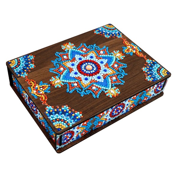

PandaHall DIY Diamond Jewelry Box Kits, including Wooden Board, Resin Rhinestones, Diamond Sticky Pen, Tray Plate and Glue Clay, Colorful...