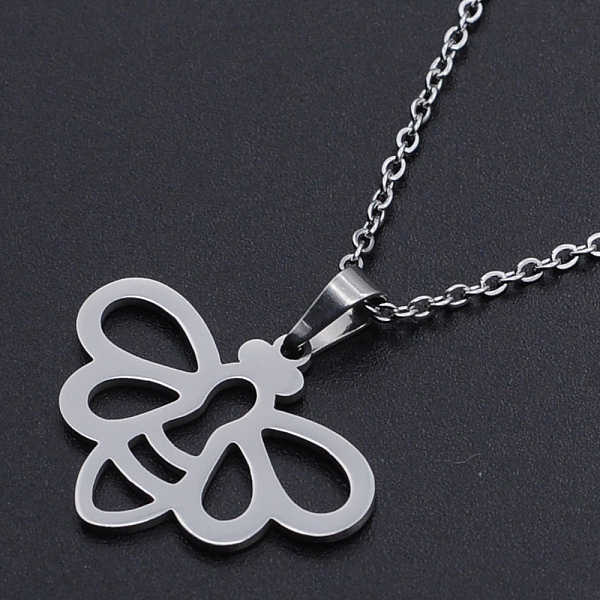 

PandaHall 201 Stainless Steel Pendants Necklaces, with Cable Chains and Lobster Claw Clasps, Bee, Stainless Steel Color, 17.71 inch(45cm)...