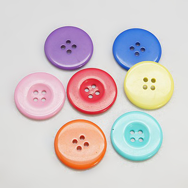 

PandaHall Resin Buttons, Dyed, Flat Round, Mixed Color, 22x3mm Resin Flat Round Multicolor