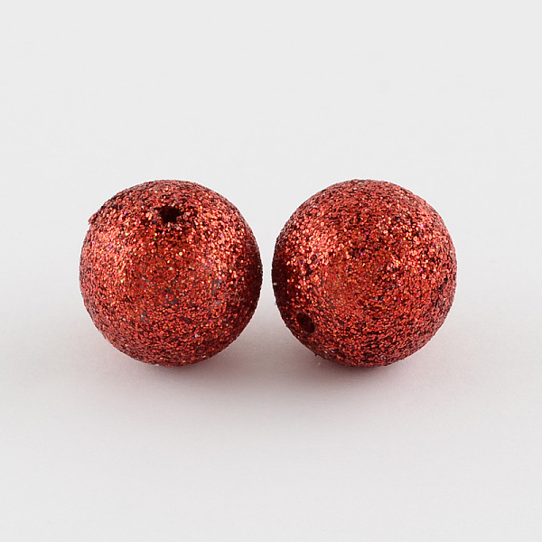 

PandaHall Chunky Gumball Bubblegum Acrylic Glitter Powder Round Beads, Dark Red, 19.5x20mm, Hole: 2mm, about 100pcs/500g Acrylic Round Red