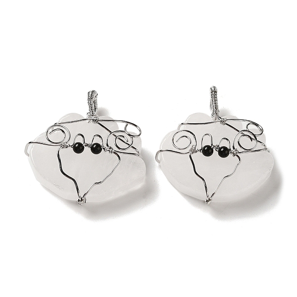 

PandaHall Natural Quartz Crystal Copper Wire Wrapped Pendants, Rock Crystal Cloud Charms, Rack Plating, Platinum, 47~49x44.5~46x13~13.5mm...