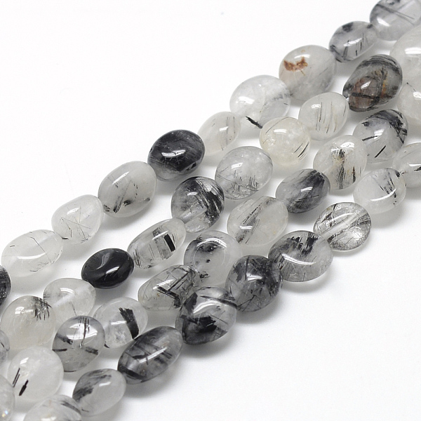 

PandaHall Natural Black Rutilated Quartz Beads Strands, Oval, 6~10x4~7x4~7mm, Hole: 1mm, about 43~62pcs/strand, 15.7 inch. Rutilated Quartz...