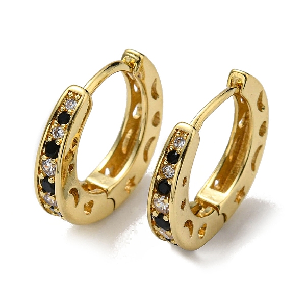 

PandaHall Rack Plating Brass Hoop Earrings with Cubic Zirconia, Lead Free & Cadmium Free, Real 18K Gold Plated, 15x16x3mm Cubic Zirconia