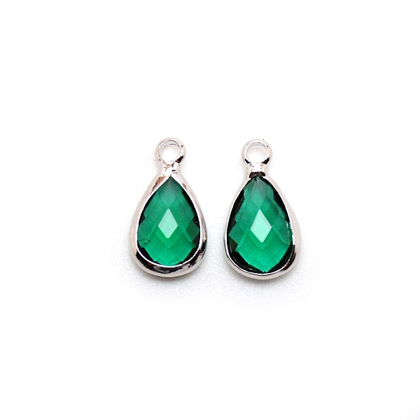 

PandaHall Faceted Glass Pendants, with Brass Findings, May Birthstone Pendant, Teardrop, Platinum, Teal, 13.5x7.5x4mm, Hole: 1.6mm..., Cyan