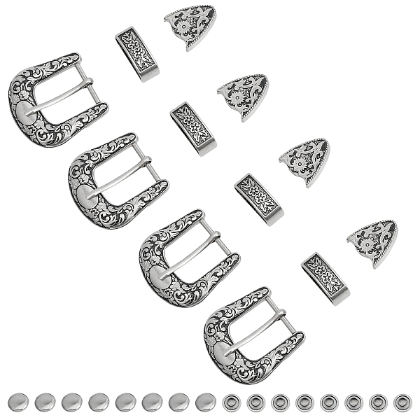 

PandaHall CHGCRAFT 4 Sets Belt Alloy Buckle Sets, include Roller Buckle, Rectangle Silder Charm, Triangle Zipper Stopper, Gunmetal...