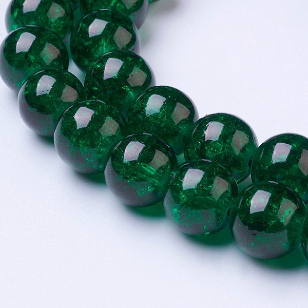 

PandaHall 1Strand Dark Green Transparent Crackle Glass Round Beads Strands, 10mm, Hole: 1.3~1.6mm, about 80pcs/strand, 31.4 inch Glass Round...