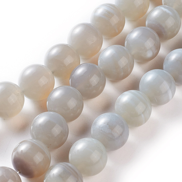 PandaHall Natural Grey Agate Beads Strands, Round, 16mm diameter, hole: 1mm, about 25pcs/strand, 15.9 inch(40.5cm). Grey Agate Round