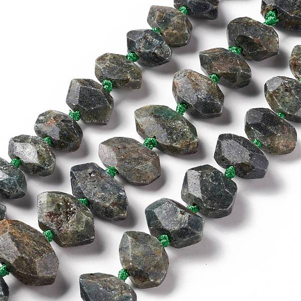 PandaHall Natural Green Quartz Beads Strands, Faceted, Nuggets, 10.5~15x19~27x8~13mm, Hole: 1.5mm, about 25~29pcs/strand, 16.93~17.32 inch