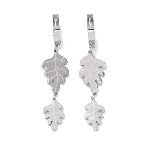 

PandaHall Leaf 304 Stainless Steel Dangle Earrings, Hoop Earrings for Women, Stainless Steel Color, 54x13mm 304 Stainless Steel Leaf