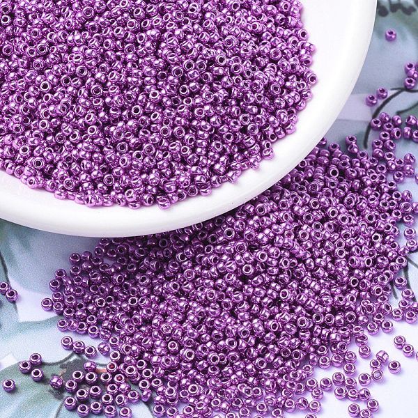 

PandaHall MIYUKI Round Rocailles Beads, Japanese Seed Beads, 11/0, (RR1083) Galvanized Fuschia, 2x1.3mm, Hole: 0.8mm, about 1111pcs/10g..., Pink