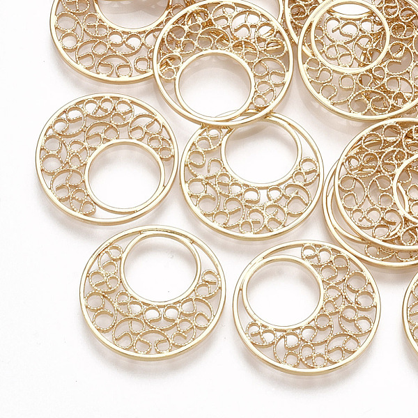 

PandaHall Brass Pendants, Filigree Findings, Flat Round, Real 18K Gold Plated, 18x1mm, Hole: 9mm Brass Flat Round