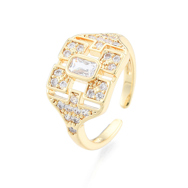 

PandaHall Cubic Zirconia Snowflake Open Cuff Ring, Real 18K Gold Plated Brass Jewelry for Women, Nickel Free, Clear, US Size 6 3/4(17.1mm)...