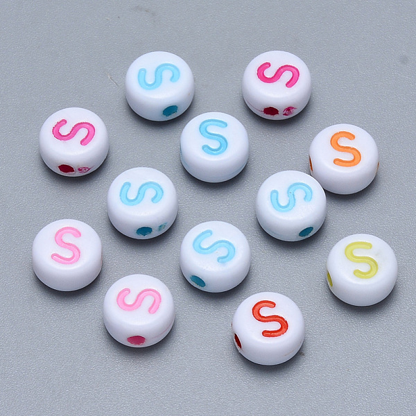 

PandaHall Craft Acrylic Horizontal Hole Letter Beads, Flat Round, Mixed Color, Letter.S, 7x3.5~4mm, Hole: 1.5mm, about 3600pcs/500g Acrylic..., Multicolor