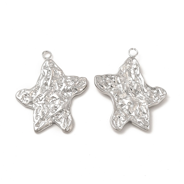 

PandaHall 304 Stainless Steel Pendants, Textured, Starfish Charm, Stainless Steel Color, 26x21x2mm, Hole: 1.8mm 304 Stainless Steel Starfish