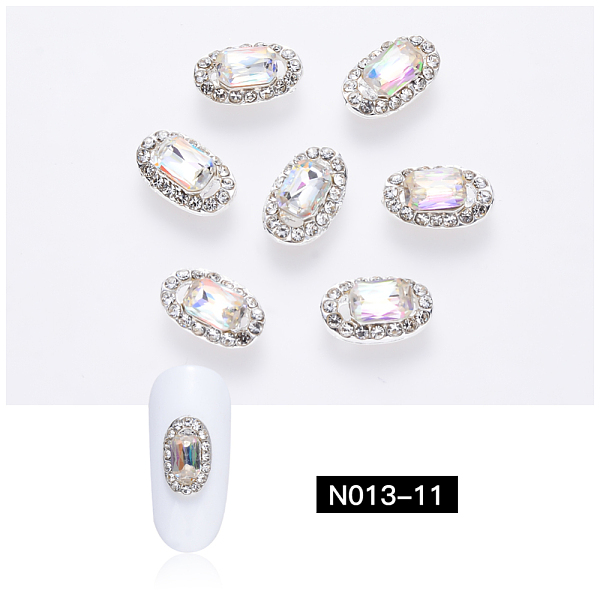 

PandaHall K9 Glass Rhinestone Cabochons, with Platinum Plated Alloy Tray Settings, Nail Art Decoration Accessories, Oval, Crystal, 11x7x4mm..., Clear