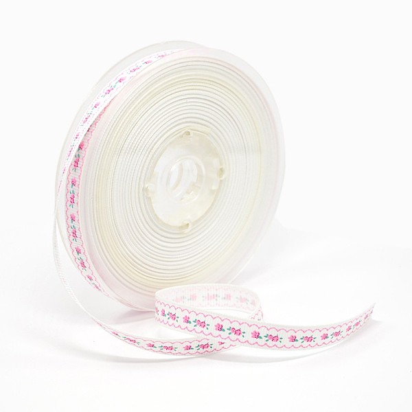 

PandaHall Flower Printed Grosgrain Ribbon Gift Package DIY Hairbow Ribbon, White, 3/8 inch(9mm), about 100yards/roll(91.44m/roll) Polyester...