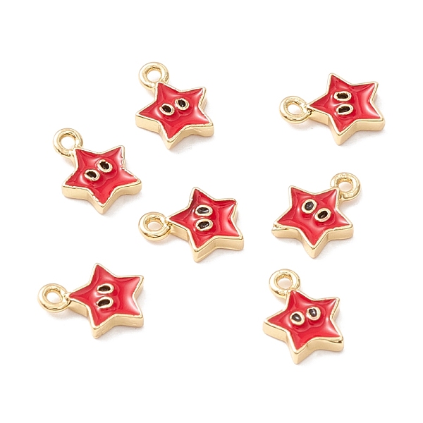 

PandaHall Rack Plating Eco-friendly Brass Enamel Charms, Long-Lasting Plated, Real 18K Gold Plated, Cadmium Free & Nickel Free & Lead Free..., Red